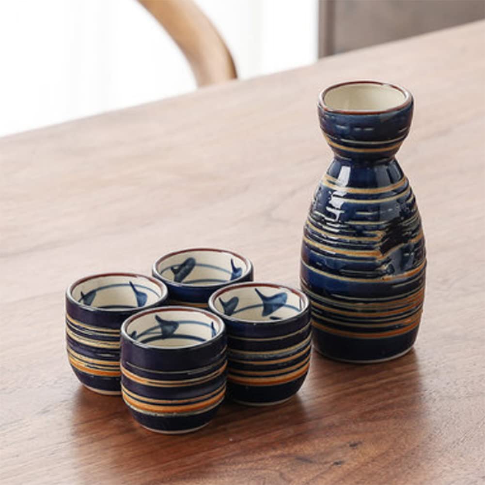 Amazon.co.jp: Sake Set Japanese Sake Cup Set Traditional Hand